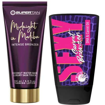 Набор бронзеров для солярия SuperTan Midnight in Malibu 150 мл и Wild Tan Sexy Carrot 125 мл