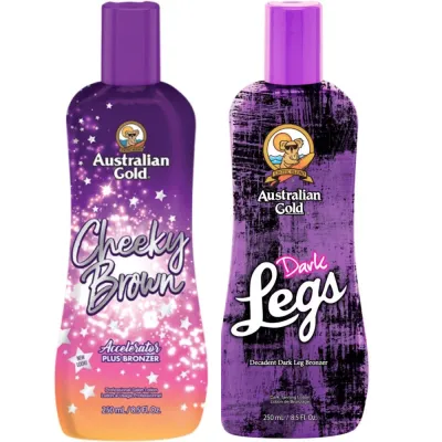 Набор для загара Australian Gold Cheeky Brown и Dark Legs, ускоритель с бронзером и лосьон для ног