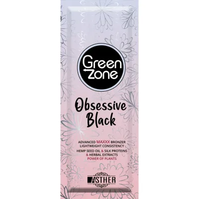 Бронзер для солярия Asther Green Zone Obsessive Black, интенсивный, с DHA и эритрулозой, 10 саше по 15 мл