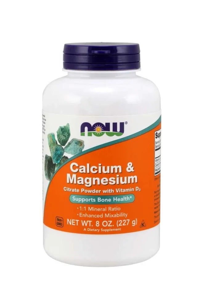 Цитрат кальция и магния NOW Foods Calcium & Magnesium Citrate, с витамином D3, порошок, 227 г