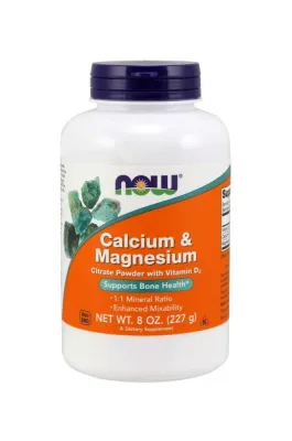Цитрат кальция и магния NOW Foods Calcium & Magnesium Citrate, с витамином D3, порошок, 227 г