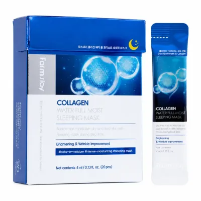 Ночная маска для лица Farmstay Collagen Water Full Moist Sleeping Mask увлажняющая, 20 шт по 4 мл