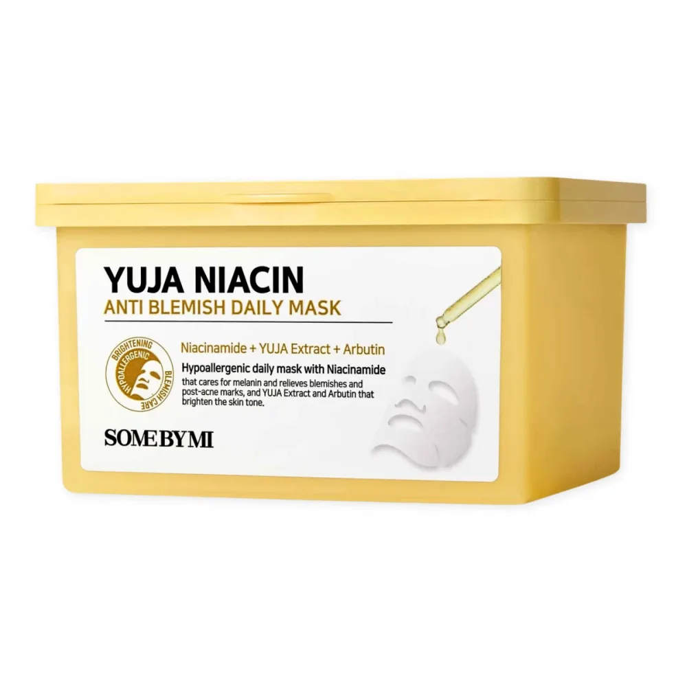 Тканевая маска для лица Some by Mi Yuja Niacin Anti Blemish Daily Mask, увлажняющая, для сияния, 30 шт