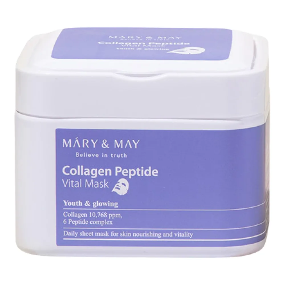 Тканевая маска для лица Mary and May Collagen Peptide Vital Mask, увлажняющая, для эластичности кожи, 30 шт