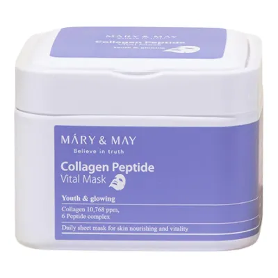 Тканевая маска для лица Mary and May Collagen Peptide Vital Mask, увлажняющая, для эластичности кожи, 30 шт