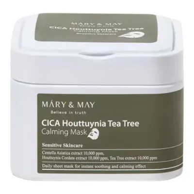 Тканевая маска для лица Mary and May Cica Houttuynia Tea Tree Calming Mask, успокаивающая, для чувствительной кожи, 30 шт