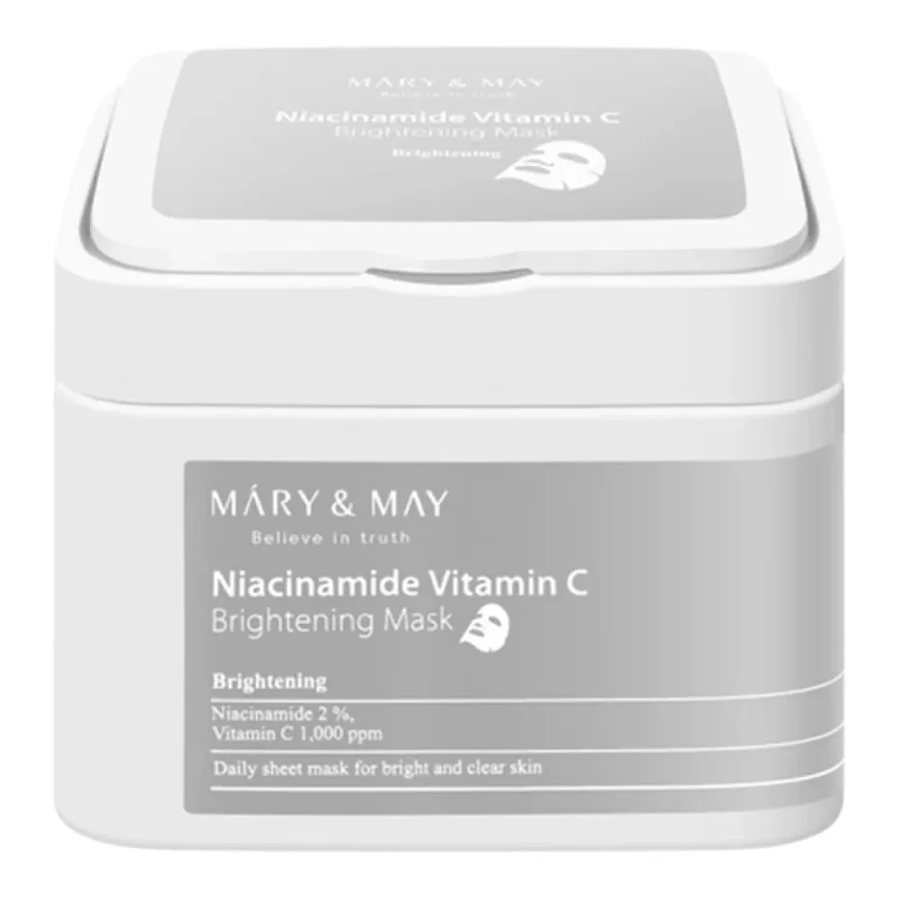 Тканевая маска для лица Mary and May Niacinamide Vitamin C Brightening Mask, для сияния кожи, 30 шт