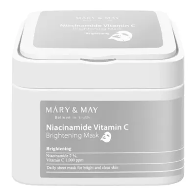 Тканевая маска для лица Mary and May Niacinamide Vitamin C Brightening Mask, для сияния кожи, 30 шт