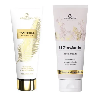Набор 7suns Tan Thrill White Bronzer, лосьон для загара в солярии 250 мл и крем для рук 75 мл