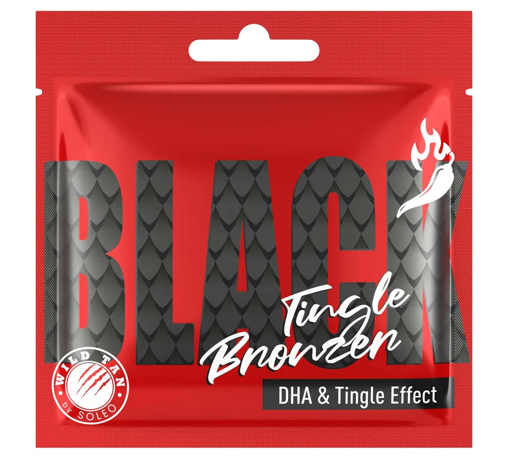 Бронзатор для загара в солярии Wild Tan Black Tingle, с эффектом тингл и маслом какао, 10 саше по 15 мл