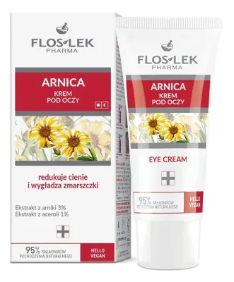 Крем для кожи вокруг глаз Floslek Arnica с арникой и ацеролой, против отёков, для сосудистой кожи, 30 мл