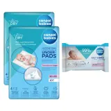 Одноразовые пелёнки Canpol Babies, с липкими полосками, 90 x 60 см, 2 x 10 шт и влажные салфетки — фото 1