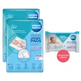 Одноразовые пелёнки Canpol Babies, с липкими полосками, 90 x 60 см, 2 x 10 шт и влажные салфетки — фото 2