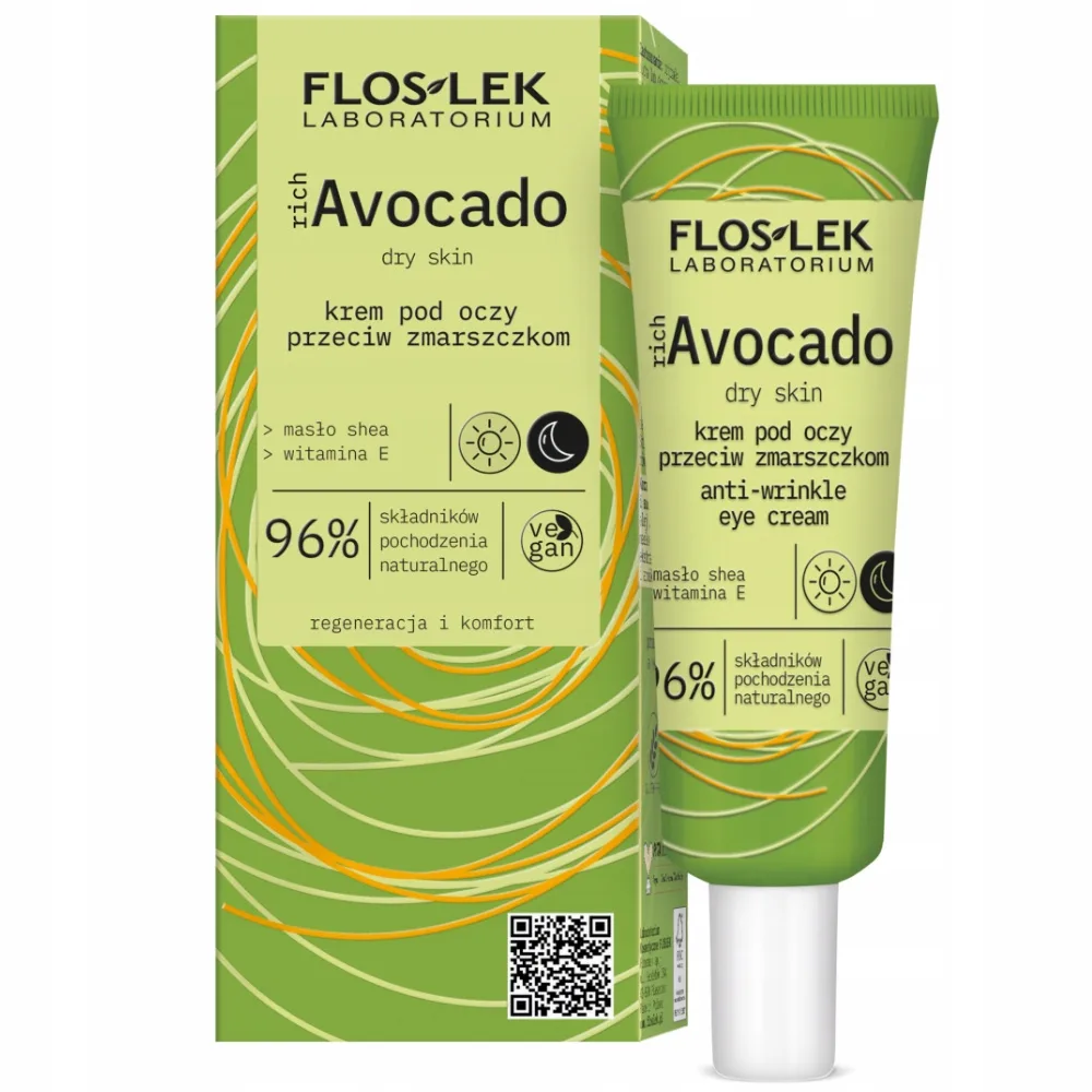 Крем для кожи вокруг глаз Floslek Rich Avocado против морщин, питательный, для сухой кожи, 30 мл
