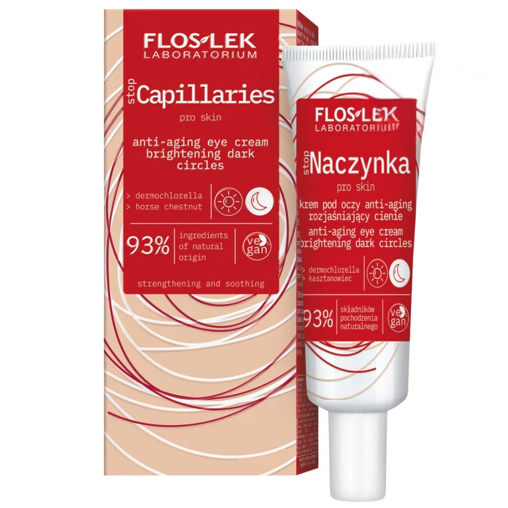 Крем для кожи вокруг глаз Floslek Stop Capillaries против признаков старения, осветляющий тени, для сосудистой кожи, 30 мл