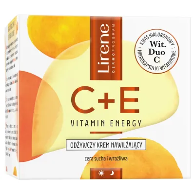 Крем для лица Lirene Dermoprogram Vitamin Energy C+E против морщин, питательный, для сухой и чувствительной кожи, 50 мл