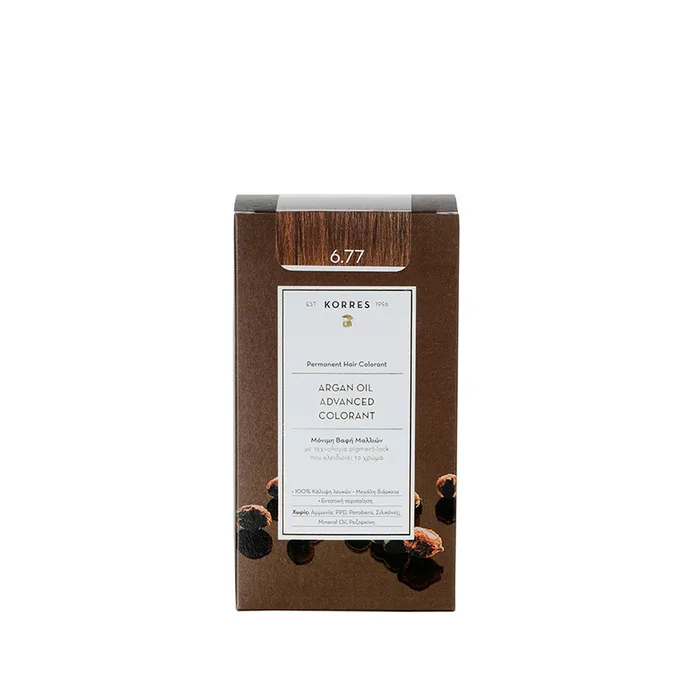 Стойкая краска для волос Korres Argan Oil Advanced Colorant, перманентная, оттенок 4.77