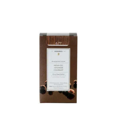 Стойкая краска для волос Korres Argan Oil Advanced Colorant, перманентная, оттенок 4.77