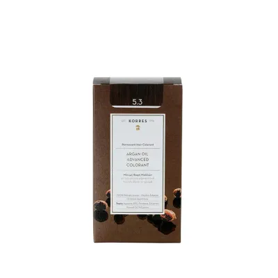 Стойкая краска для волос Korres Argan Oil Advanced Colorant, перманентная, оттенок 5.3