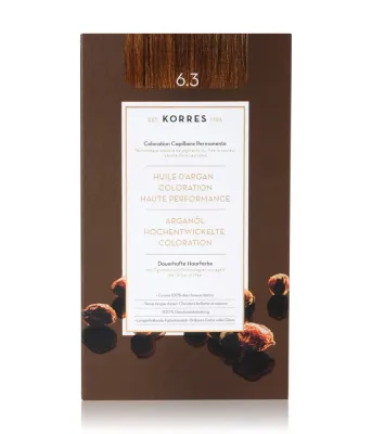 Стойкая краска для волос Korres Argan Oil Advanced Colorant, перманентная, оттенок 6.3