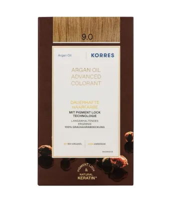 Стойкая краска для волос Korres Argan Oil Advanced Colorant, перманентная, оттенок 9.0