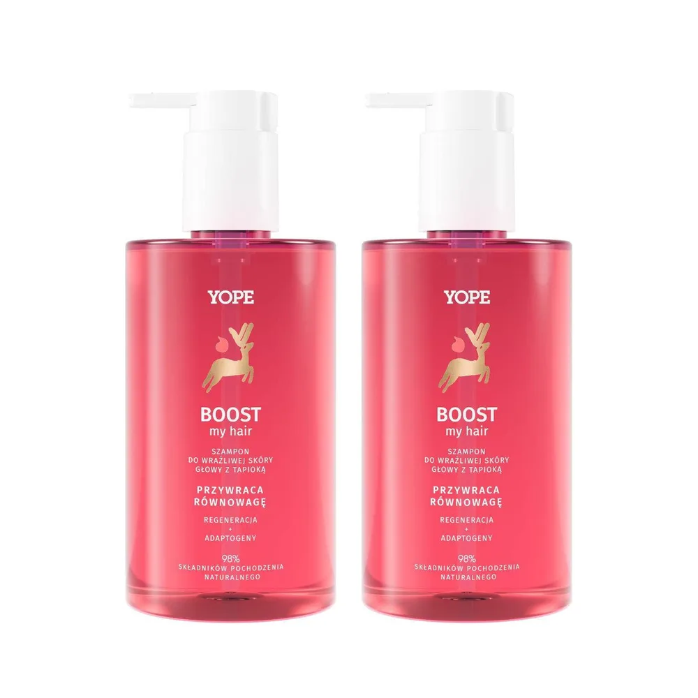 Набор: 2 шампуня Yope Boost My Hair с тапиокой, для чувствительной кожи головы, 2 × 300 мл