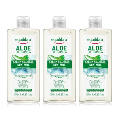 Набор: 3 шампуня Equilibra Aloe увлажняющий, с алоэ и гиалуроновой кислотой, 265 мл