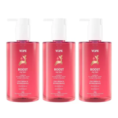 Набор: 3 шампуня Yope Boost My Hair с тапиокой, для чувствительной кожи головы, 3 × 300 мл
