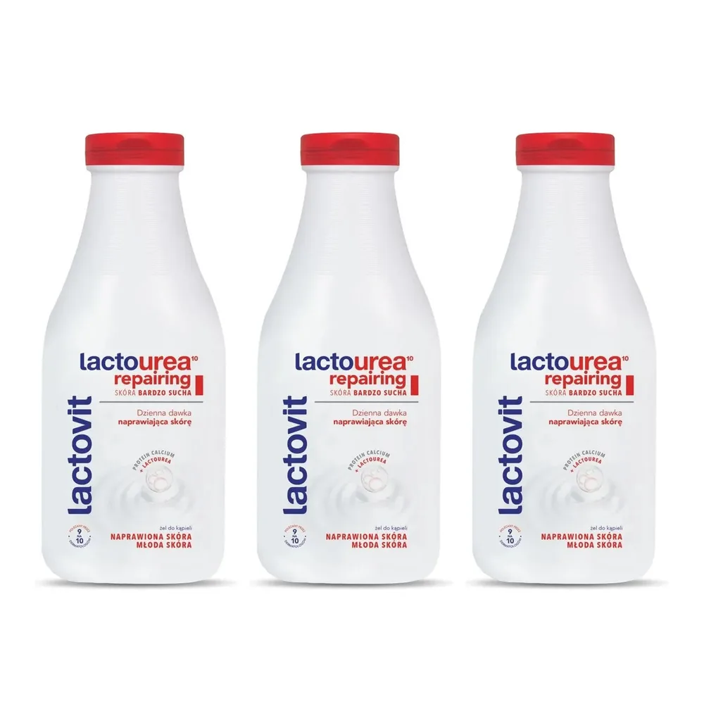 Гель для душа Lactovit Lactourea Repairing, восстанавливающий, для очень сухой кожи, 3 x 500 мл