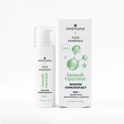 Бустер для лица Orientana x Julia Kaminska Longevity Code Smooth Operator с NAD+, разглаживающий, для зрелой кожи, 30 мл