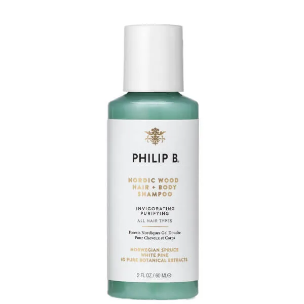 Шампунь и гель для душа для мужчин Philip B Nordic Wood Hair + Body увлажняющий, 60 мл