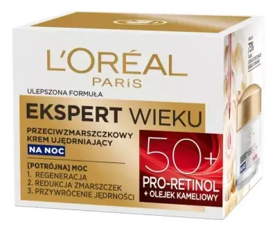 Ночной крем для лица L'Oreal Paris Ekspert Wieku 50+ против морщин, укрепляющий, для зрелой кожи, 50 мл