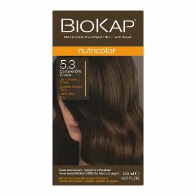 Крем-краска для волос Biokap Nutricolor, с натуральной формулой, 140 мл, оттенок 5.3 Jasny Złoty Brąz - Biokap - Podział według marek