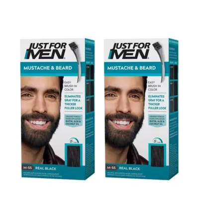 Тонирующий гель для бороды и усов Just For Men Color Gel, окрашивает только седые волосы, 28 г, оттенок Men | Żel koloryzujący M55 Real Black – czarny x2 Zestaw