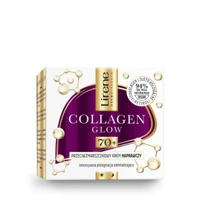 Крем для лица Lirene Collagen Glow 70+ восстанавливающий, против морщин, для зрелой кожи, 50 мл