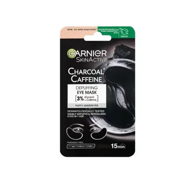 Патчи для кожи под глазами Garnier Charcoal + Caffeine против отёков, 5 г