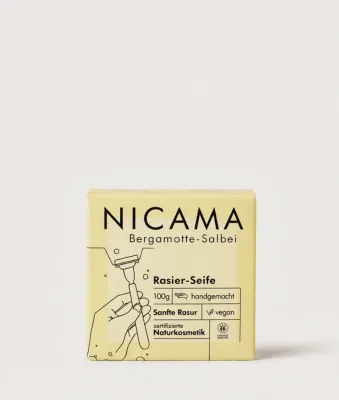 Мыло для бритья Nicama, ручной работы, с маслом ши, бергамот и шалфей, 100 г