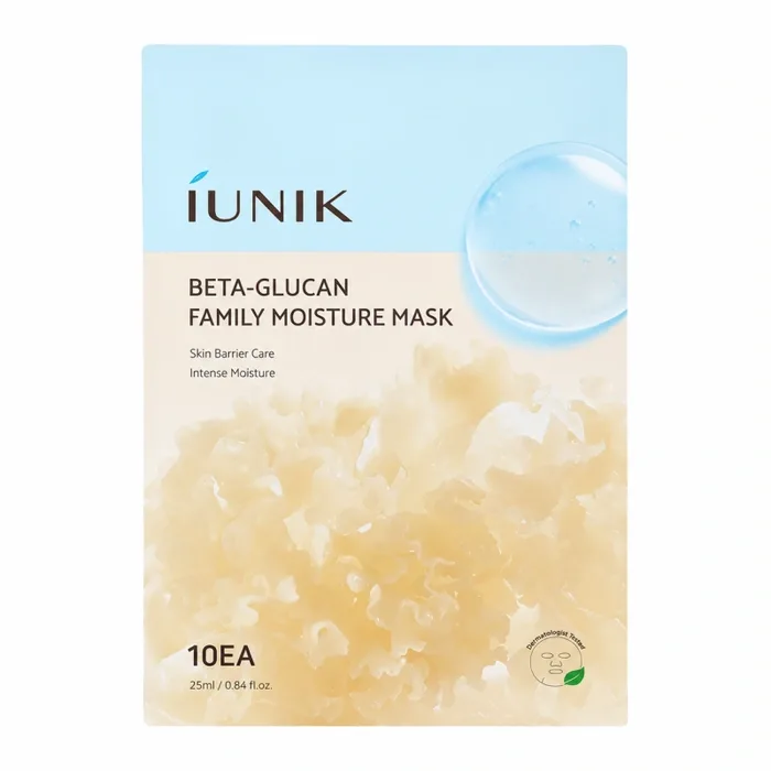 Тканевые маски для лица iUNIK Beta-Glucan Family Moisture Mask, с бета-глюканом, для сухой кожи, 10 шт