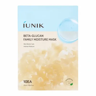 Тканевые маски для лица iUNIK Beta-Glucan Family Moisture Mask, с бета-глюканом, для сухой кожи, 10 шт