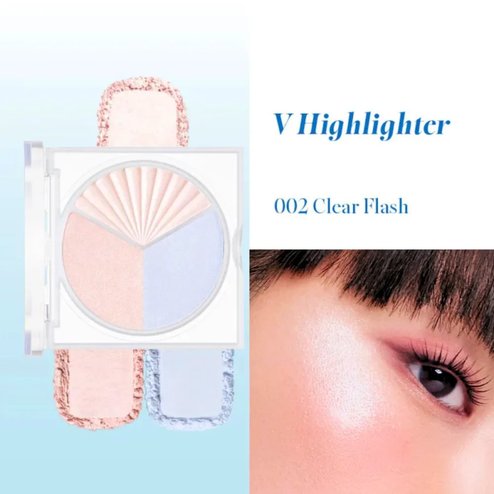 Хайлайтер Peripera V Highlighter палетка из трёх финишей, оттенок 02 Clear Flash, 8,2 г