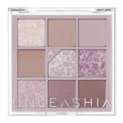 Палетка теней Unleashia Glitterpedia Eye Palette с блёстками и мерцанием, 9 оттенков, оттенок 04 All Of Lavender Fog