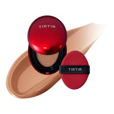 Кушон TirTir Mask Fit Red Mini с лёгким покрытием, мини-формат, оттенок 34C Amber