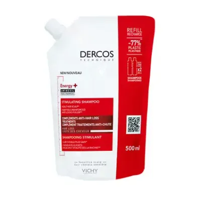 Шампунь Vichy Dercos Energy+ укрепляющий, против выпадения, для ослабленных волос, сменный блок, 500 мл