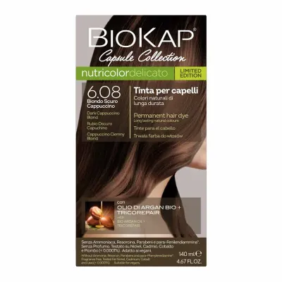 Краска для волос Biokap Nutricolor Delicato, оттенок 6.08, 140 мл