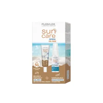 Набор Floslek Sun Care Derma: матирующий BB-крем SPF 50+ 30 мл и увлажняющий спрей Aqua Marine 30 мл