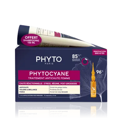 Набор: ампулы и шампунь Phyto Paris Phytocyane против периодического выпадения, для женщин, 12 шт + 100 мл