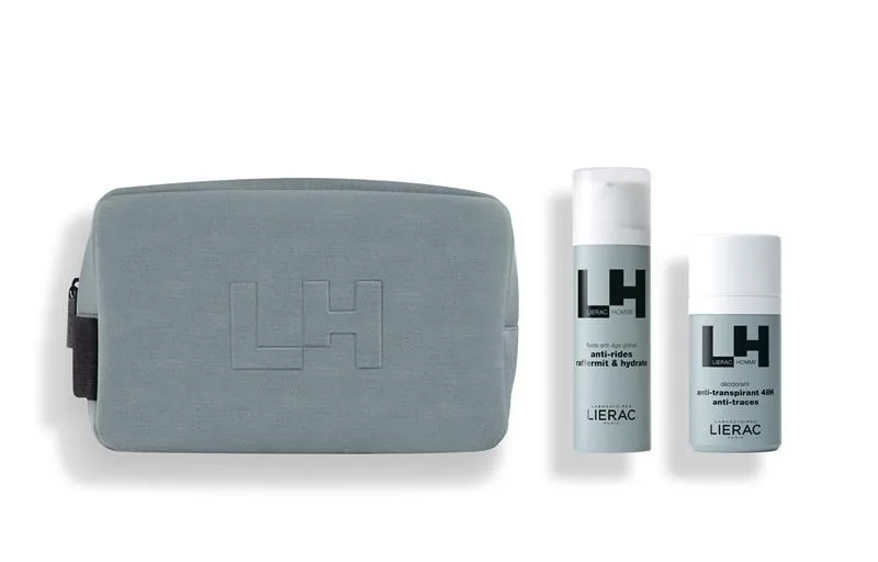 Набор для мужчин Lierac Homme, эмульсия для лица anti-aging 50 мл, дезодорант-спрей 50 мл и косметичка