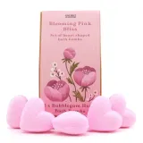 Набор бомбочек для ванны в форме сердца OTH Blooming Pink Bliss, цветочная роза, 5 x 70 г — фото 1