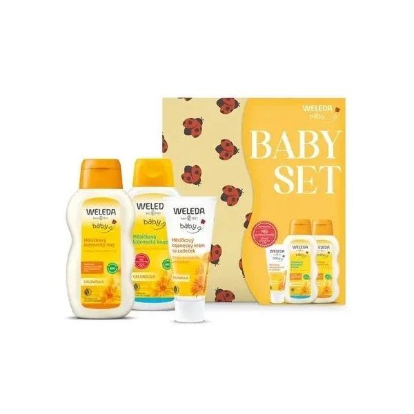 Набор Weleda Baby Calendula, крем под подгузник, масло для тела и крем для ванны