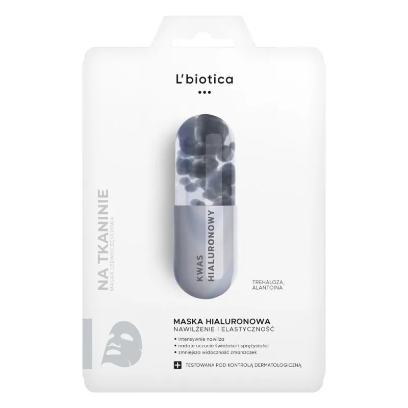 Тканевая маска для лица L'Biotica, с гиалуроновой кислотой, увлажняющая, 23 мл